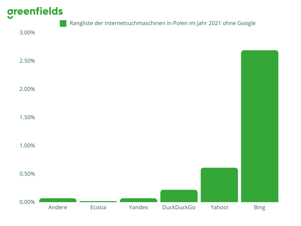 Rangliste der Suchmaschinen in Polen im Jahr 2021 ohne Google