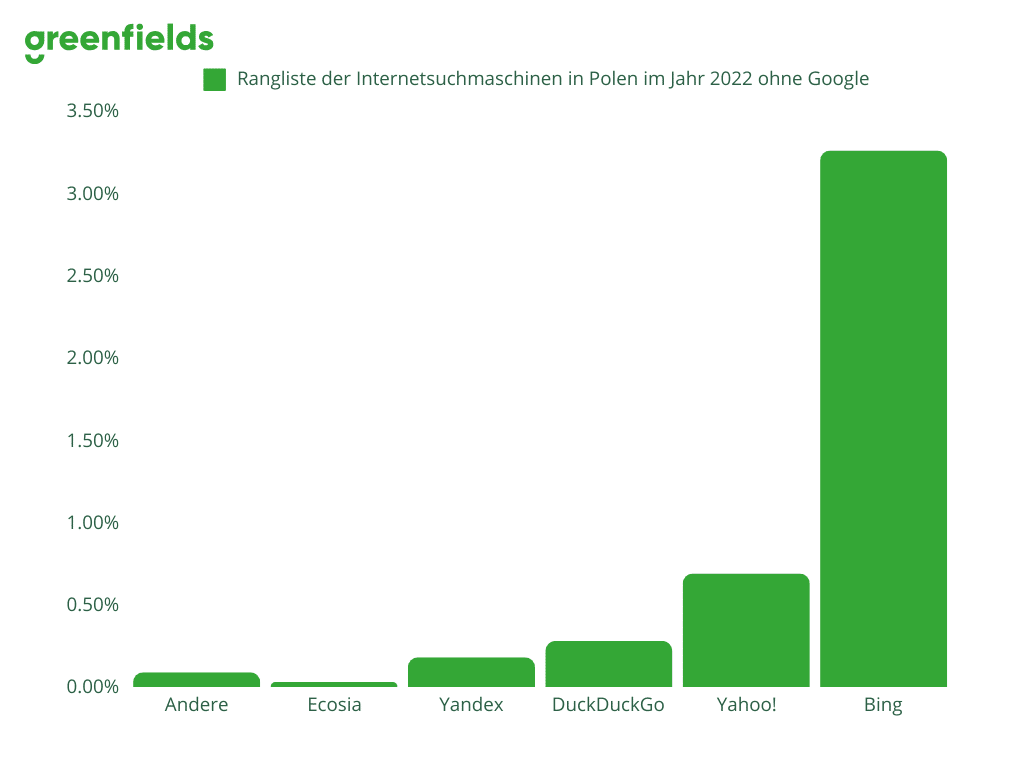 Rangliste der Suchmaschinen in Polen im Jahr 2022 ohne Google