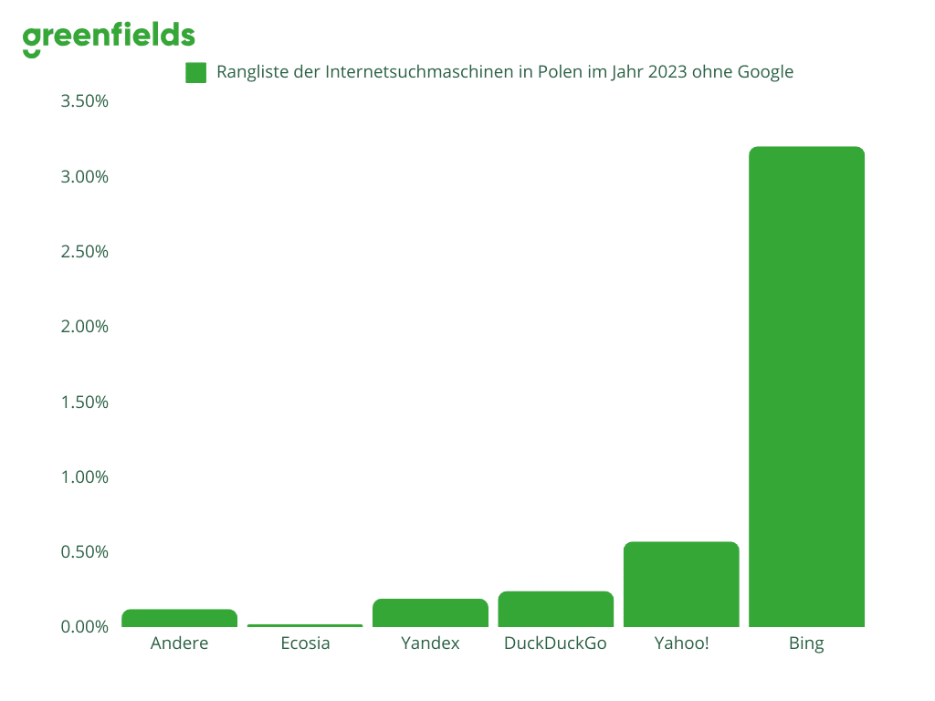 Rangliste der Suchmaschinen in Polen im Jahr 2023 ohne Google