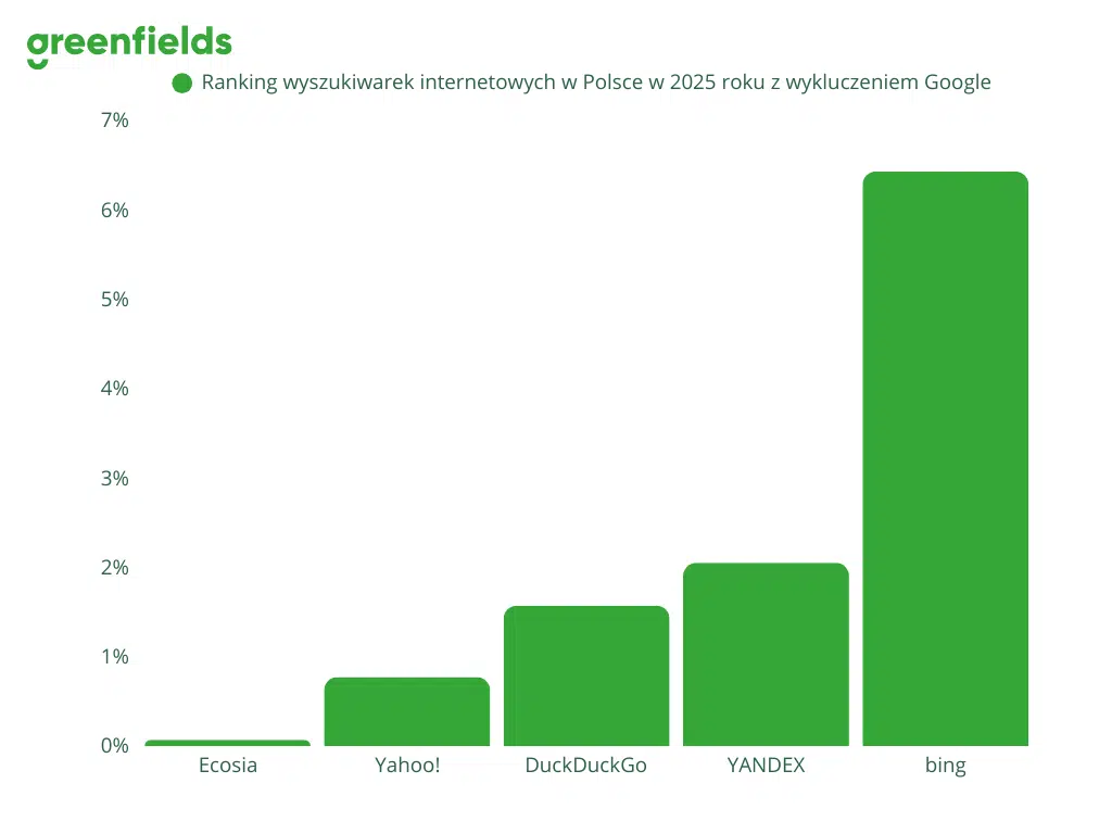 Ranking wyszukiwarek internetowych w Polsce w 2025 roku z wykluczeniem Google