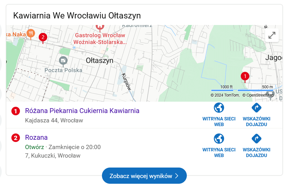 Wyniki lokalne w Bingu dla zapytania kawiarnia Wrocław Ołtaszyn