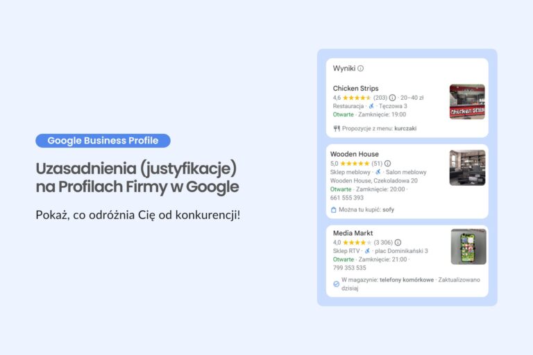 Uzasadniania na profilach firmy w Google