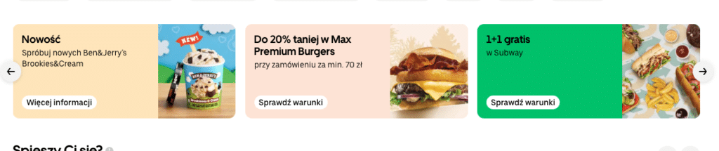 Reklama dla gastronomii, źródło Uber, źródło www.ubereats.compl
