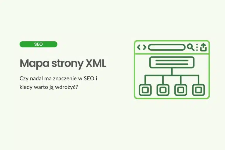 Zielona ikona okna przeglądarki ze schematem hierarchii stron obok tytułu Mapa strony XML