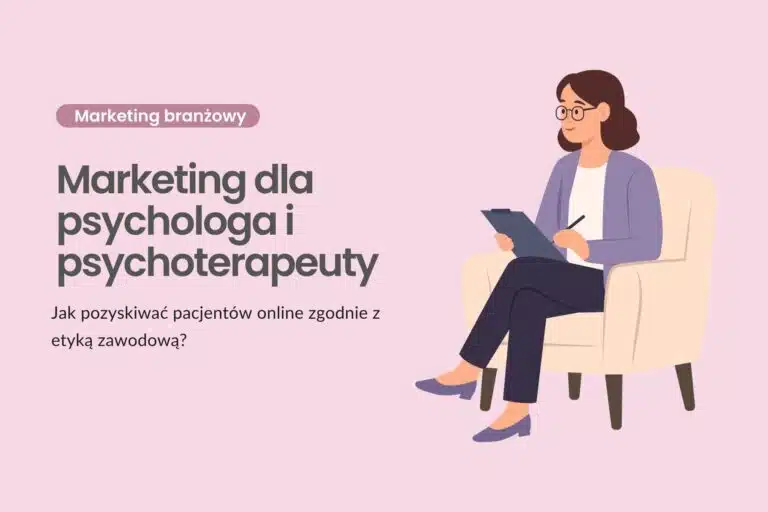 Marketing dla psychologa i psychoterapeuty, ilustracja terapeutki siedzącej w fotelu z notatkami